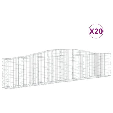 vidaXL Συρματοκιβώτια Τοξωτά 20 τεμ. 400x30x80/100 εκ. Γαλβαν. Ατσάλι