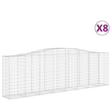 vidaXL Συρματοκιβώτια Τοξωτά 8 τεμ. 400x50x120/140 εκ. Γαλβαν. Ατσάλι