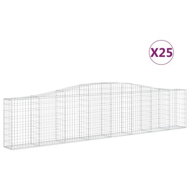 vidaXL Συρματοκιβώτια Τοξωτά 25 τεμ. 400x30x80/100 εκ. Γαλβαν. Ατσάλι