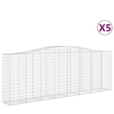 vidaXL Συρματοκιβώτια Τοξωτά 5 τεμ. 400x50x140/160 εκ. Γαλβαν. Ατσάλι