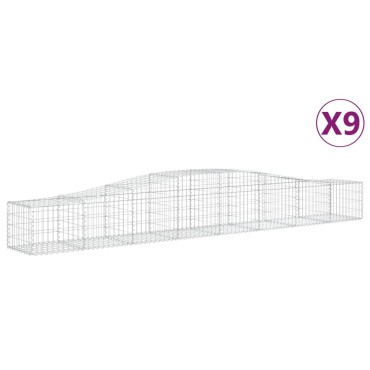 vidaXL Συρματοκιβώτια Τοξωτά 9 τεμ. 400x50x40/60 εκ. Γαλβαν. Ατσάλι