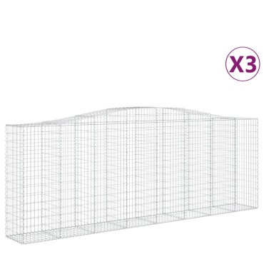 vidaXL Συρματοκιβώτια Τοξωτά 3 τεμ. 400x50x140/160 εκ. Γαλβαν. Ατσάλι