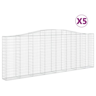 vidaXL Συρματοκιβώτια Τοξωτά 5 τεμ. 400x30x140/160 εκ. Γαλβαν. Ατσάλι