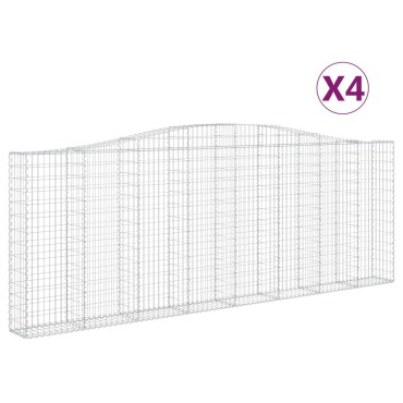 vidaXL Συρματοκιβώτια Τοξωτά 4 τεμ. 400x30x140/160 εκ. Γαλβαν. Ατσάλι