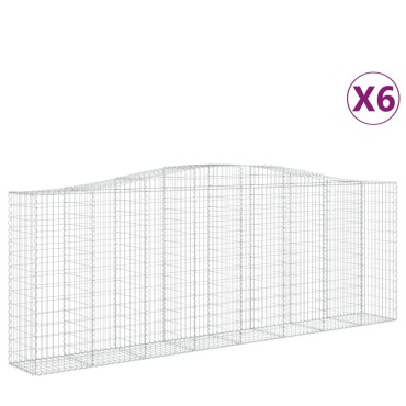vidaXL Συρματοκιβώτια Τοξωτά 6 τεμ. 400x50x140/160 εκ. Γαλβαν. Ατσάλι