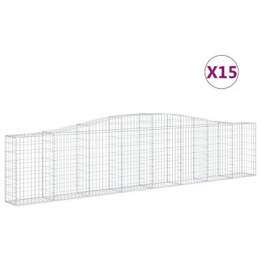vidaXL Συρματοκιβώτια Τοξωτά 15 τεμ. 400x30x80/100 εκ. Γαλβαν. Ατσάλι