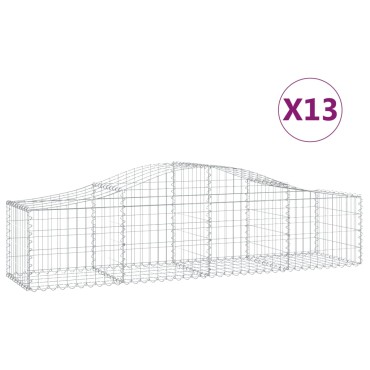 vidaXL Συρματοκιβώτια Τοξωτά 13 τεμ. 200x50x40/60 εκ. Γαλβαν. Ατσάλι