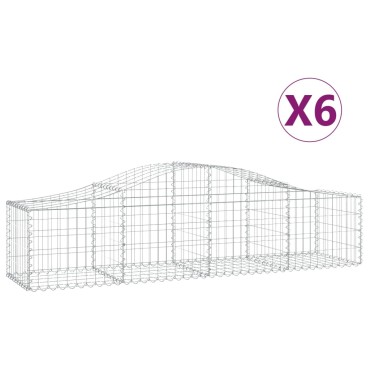 vidaXL Συρματοκιβώτια Τοξωτά 6 τεμ. 200x50x40/60 εκ. Γαλβαν. Ατσάλι