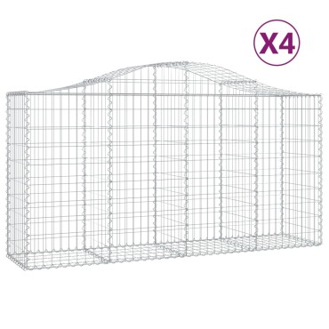 vidaXL Συρματοκιβώτια Τοξωτά 4 τεμ. 200x50x100/120 εκ. Γαλβαν. Ατσάλι