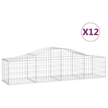 vidaXL Συρματοκιβώτια Τοξωτά 12 τεμ. 200x50x40/60 εκ. Γαλβαν. Ατσάλι