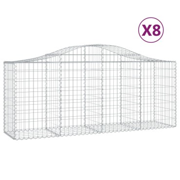 vidaXL Συρματοκιβώτια Τοξωτά 8 τεμ. 200x50x80/100 εκ. Γαλβαν. Ατσάλι