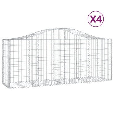 vidaXL Συρματοκιβώτια Τοξωτά 4 τεμ. 200x50x80/100 εκ. Γαλβαν. Ατσάλι