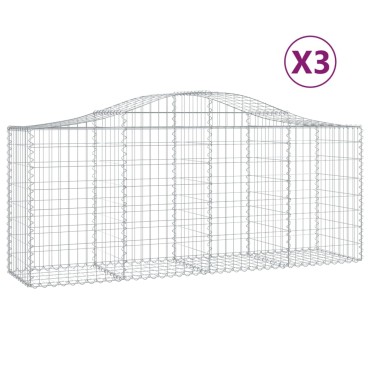 vidaXL Συρματοκιβώτια Τοξωτά 3 τεμ. 200x50x80/100 εκ. Γαλβαν. Ατσάλι