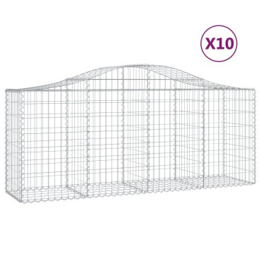 vidaXL Συρματοκιβώτια Τοξωτά 10 τεμ. 200x50x80/100 εκ. Γαλβαν. Ατσάλι