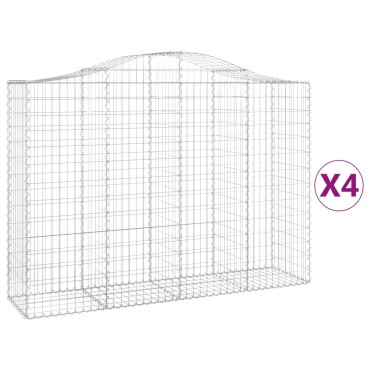 vidaXL Συρματοκιβώτια Τοξωτά 4 τεμ. 200x50x140/160 εκ. Γαλβαν. Ατσάλι