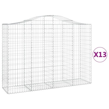 vidaXL Συρματοκιβώτια Τοξωτά 13 τεμ. 200x50x140/160 εκ. Γαλβαν. Ατσάλι