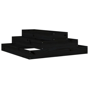 vidaXL Ζαρντινιέρα Μαύρο 80 x 80 x 27 εκ. από Μασίφ Ξύλο Πεύκου