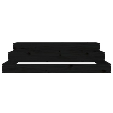 vidaXL Ζαρντινιέρα Μαύρο 107 x 107 x 27 εκ. από Μασίφ Ξύλο Πεύκου