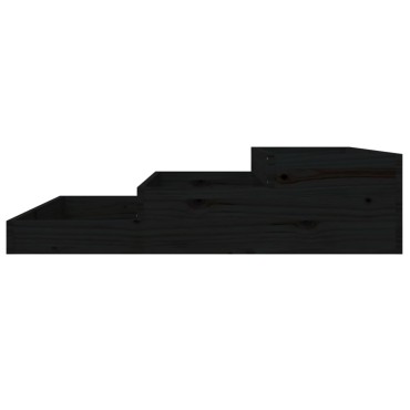 vidaXL Ζαρντινιέρα Μαύρο 107 x 107 x 27 εκ. από Μασίφ Ξύλο Πεύκου