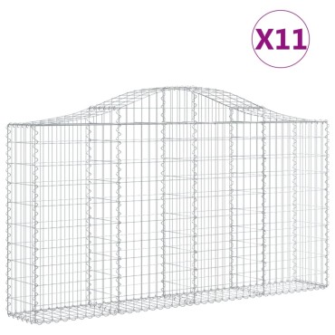 vidaXL Συρματοκιβώτια Τοξωτά 11 τεμ. 200x30x100/120 εκ. Γαλβαν. Ατσάλι