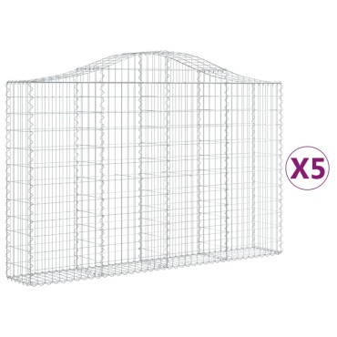 vidaXL Συρματοκιβώτια Τοξωτά 5 τεμ. 200x30x120/140 εκ. Γαλβαν. Ατσάλι