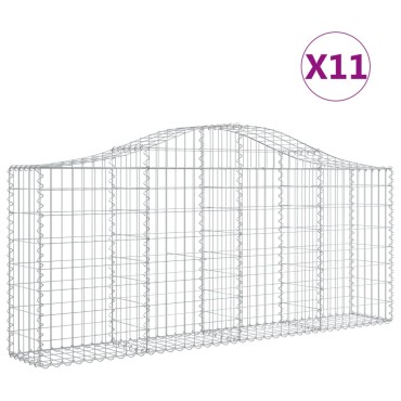 vidaXL Συρματοκιβώτια Τοξωτά 11 τεμ. 200x30x80/100 εκ. Γαλβαν. Ατσάλι