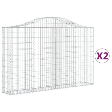 vidaXL Συρματοκιβώτια Τοξωτά 2 τεμ. 200x30x120/140 εκ. Γαλβαν. Ατσάλι