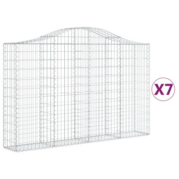 vidaXL Συρματοκιβώτια Τοξωτά 7 τεμ. 200x30x120/140 εκ. Γαλβαν. Ατσάλι