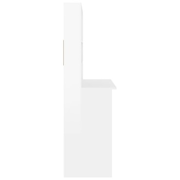 vidaXL Γραφείο με Ράφια Γυαλ. Λευκό 102x45x148cm Επεξεργασμένο Ξύλο 1 τεμ.
