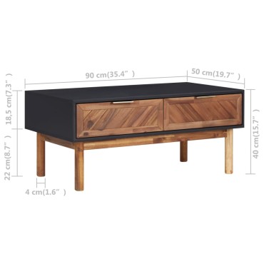 vidaXL Τραπεζάκι Σαλονιού 90x50x40cm από Μασίφ Ξύλο Ακακίας & MDF 1 τεμ.