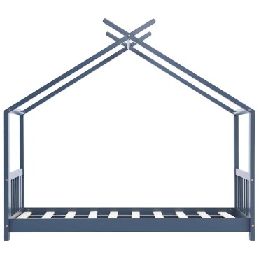 vidaXL Πλαίσιο Κρεβατιού Παιδικό Γκρι 70x140cm Μασίφ Ξύλο Πεύκου 1 τεμ. - Μονό