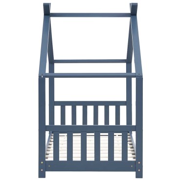 vidaXL Πλαίσιο Κρεβατιού Παιδικό Γκρι 70x140cm Μασίφ Ξύλο Πεύκου 1 τεμ. - Μονό