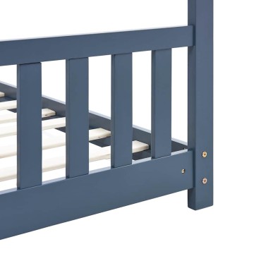 vidaXL Πλαίσιο Κρεβατιού Παιδικό Γκρι 70x140cm Μασίφ Ξύλο Πεύκου 1 τεμ. - Μονό