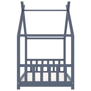 vidaXL Πλαίσιο Κρεβατιού Παιδικό Γκρι 90x200cm από Μασίφ Ξύλο Πεύκου 1 τεμ. - Μονό