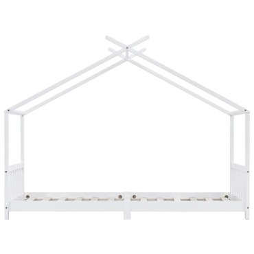 vidaXL Πλαίσιο Κρεβατιού Παιδικό Λευκό 90x200cm Μασίφ Ξύλο Πεύκου 1 τεμ. - Μονό