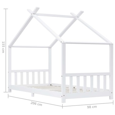 vidaXL Πλαίσιο Κρεβατιού Παιδικό Λευκό 90x200cm Μασίφ Ξύλο Πεύκου 1 τεμ. - Μονό