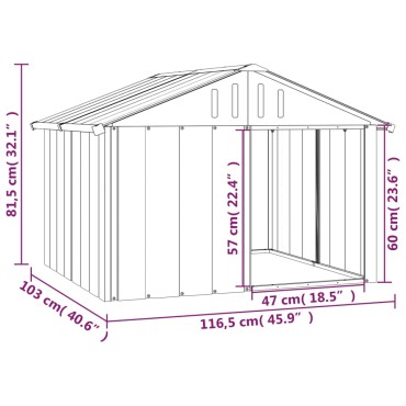 vidaXL Σπιτάκι Σκύλου Ανθρακί 116,5x103x81,5 εκ. Γαλβανισμένο Ατσάλι