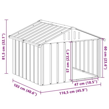 vidaXL Σπιτάκι Σκύλου Ανθρακί 116,5x103x81,5 εκ. Γαλβανισμένο Ατσάλι