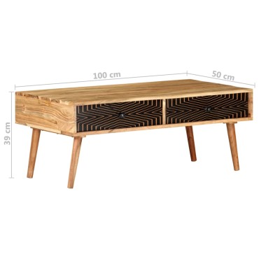 vidaXL Τραπεζάκι Σαλονιού 100x50x39cm από Μασίφ Ξύλο Ακακίας 1 τεμ.