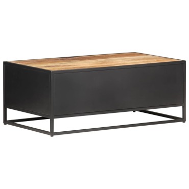 vidaXL Τραπεζάκι Σαλονιού 90x50x35cm Ακατ. Ξύλο Μάνγκο/Φυσικό Καλάμι 1 τεμ.