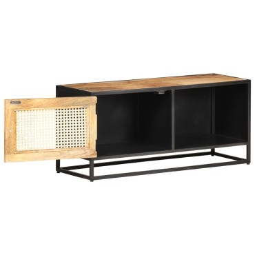 vidaXL Έπιπλο Τηλεόρασης 90x30x40cm Ακατ. Μάνγκο/Φυσικό Ζαχαροκάλαμο