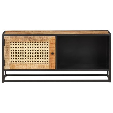 vidaXL Έπιπλο Τηλεόρασης 90x30x40cm Ακατ. Μάνγκο/Φυσικό Ζαχαροκάλαμο