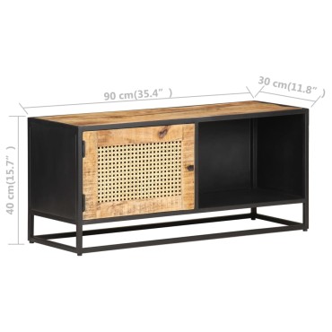 vidaXL Έπιπλο Τηλεόρασης 90x30x40cm Ακατ. Μάνγκο/Φυσικό Ζαχαροκάλαμο