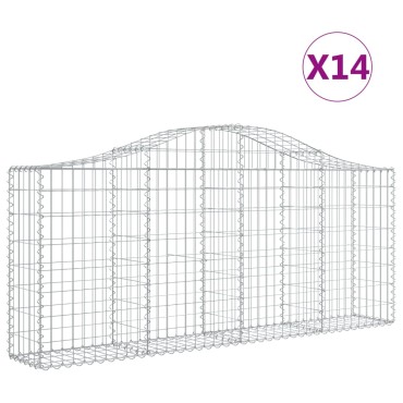 vidaXL Συρματοκιβώτια Τοξωτά 14 τεμ. 200x30x80/100 εκ. Γαλβαν. Ατσάλι