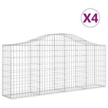 vidaXL Συρματοκιβώτια Τοξωτά 4 τεμ. 200x30x80/100 εκ. Γαλβαν. Ατσάλι