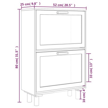 vidaXL Παπουτσοθήκη Λευκή 52x25x80cm Επεξεργασμένο Ξύλο&Φυσικό Ρατάν