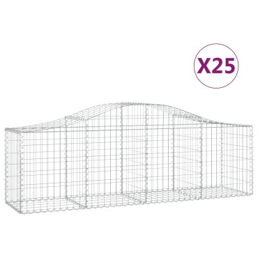 vidaXL Συρματοκιβώτια Τοξωτά 25 τεμ. 200x50x60/80 εκ. Γαλβαν. Ατσάλι