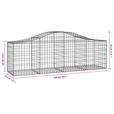 vidaXL Συρματοκιβώτια Τοξωτά 11 τεμ. 200x50x60/80 εκ. Γαλβαν. Ατσάλι