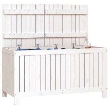 vidaXL Κουτί Αποθήκευσης Κήπου Λευκό 121x55x64cm Μασίφ Ξύλο Πεύκου 1 τεμ.
