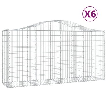 vidaXL Συρματοκιβώτια Τοξωτά 6 τεμ. 200x50x100/120 εκ. Γαλβαν. Ατσάλι